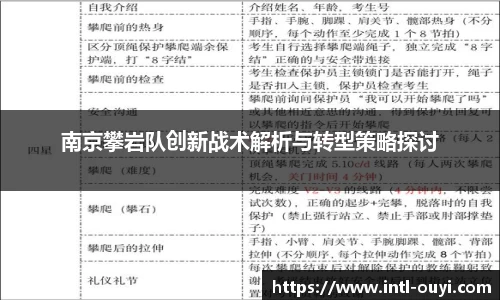 南京攀岩队创新战术解析与转型策略探讨